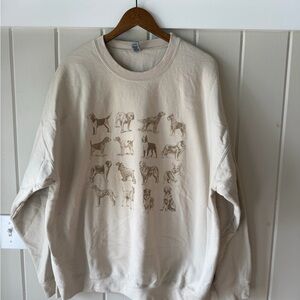 Gildan Heavy Blend Crewneck Sweatshirt in Beige w/ Dogs, Size 2XL, NWOT